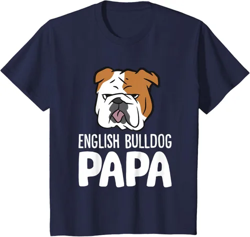 Vista 90 de Camiseta divertida de Bulldog Inglés para papá dueño de perro, Negro