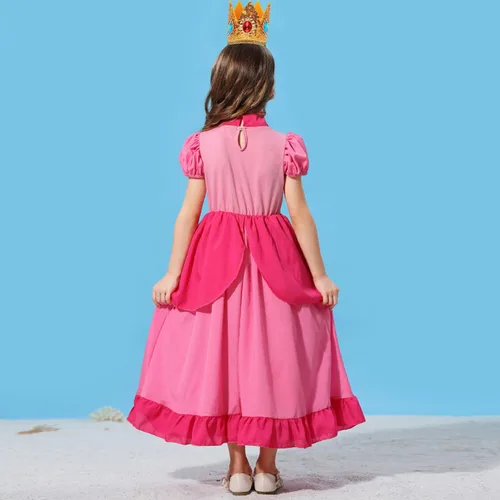 Vista 4 de LOEL Disfraz de melocotón de príncipes para niñas, disfraz de princesa melocotón para niña, disfraz de Hawlloween con accesorios