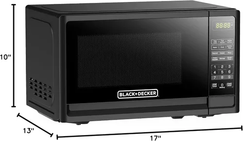 Vista 7 de BLACK+DECKER Horno de microondas compacto de encimera de 700 vatios de 0.7 pies cúbicos con iluminación LED, bloqueo para niños Negro