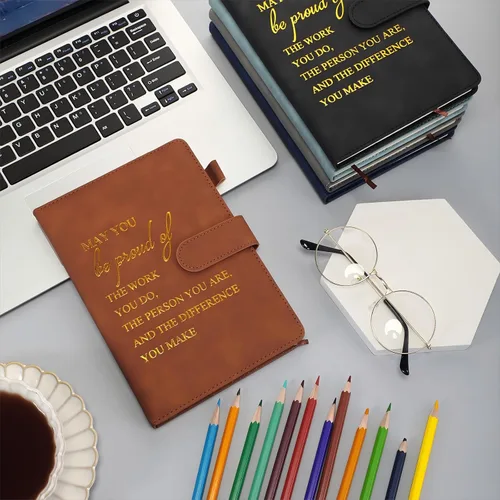 Vista 3 de Roowest 30 unidades de regalos de agradecimiento para empleados, cuaderno de cuero A5 inspirador, bloc de notas motivacional a granel, diario