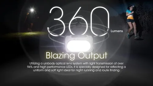 Vista 2 de Nitecore NU21 - Linterna frontal para correr, 360 lúmenes ultraligero USB recargable con LED blancos y rojos y una calcomanía (negro)