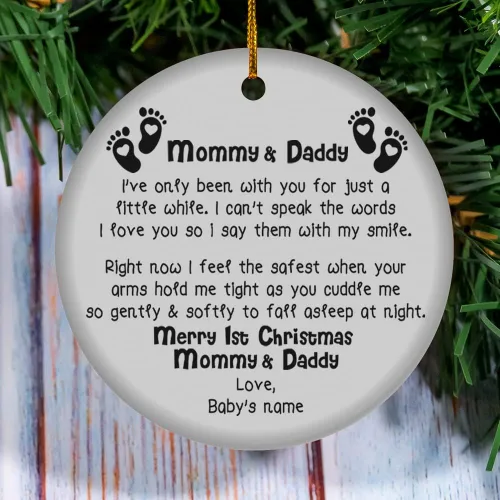 Vista 10 de Adorno personalizado para el árbol de Navidad para la primera Navidad, regalo para el nuevo padre de la madre de la protuberancia, adorno