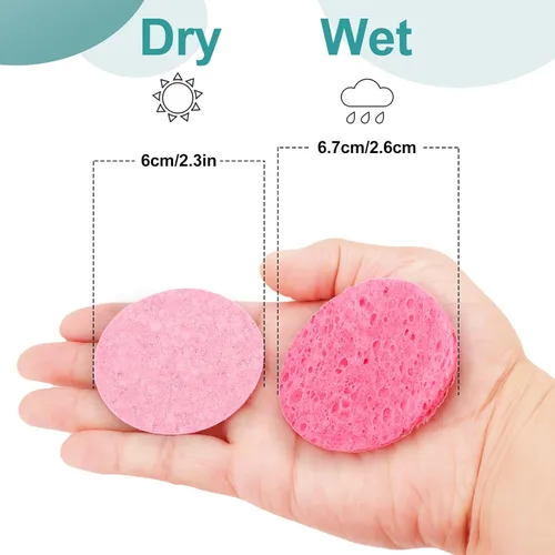 Vista 2 de 50 esponjas faciales comprimidas para esteticistas, esponjas cosméticas naturales de spa para limpieza facial, mascarilla exfoliante, eliminación