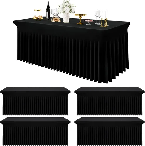 Vista 9 de Smiry Mantel de Spandex Paquete de 6, Mantel Elástico Ajustable Extensible para Mesas Rectangulares de 4 Pies, Cubierta de Mesa Impermeable Lavable