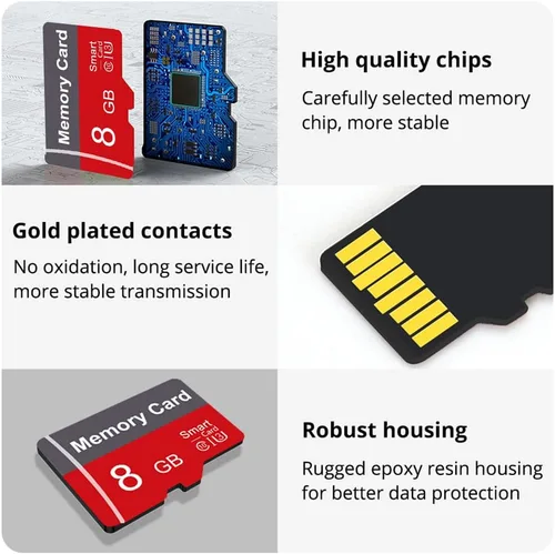 Vista 7 de 2 paquetes de tarjeta de memoria de 8 GB con adaptador, tarjeta TF de alta velocidad, tarjeta TF de memoria UHS-I C10 A1 para tableta/teléfono