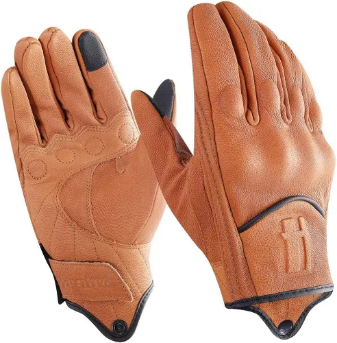 Vista 6 de Harssidanzar Guantes de cuero de motocicleta para hombre pantalla táctil GM028