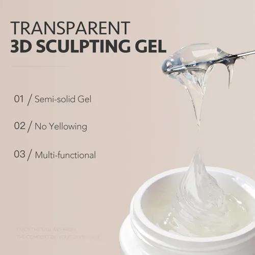 Vista 3 de GAOY Gel de escultura 3D para arte de uñas, gel de modelado semisólido para frotar polvo de uñas cromado, pegar diamantes de imitación y pintura,