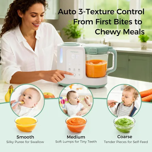 Vista 11 de Momcozy AutoMeal Procesador de Alimentos para Bebés – Procesador de Alimentos de Vapor y Mezcla Automática de Un Solo Paso, Taza Grande de 15 oz