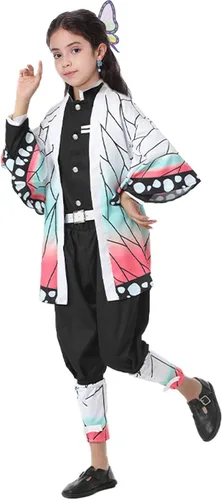 Vista 6 de Oturgor Disfraz de cosplay de anime, kimono para niños y adultos, conjunto completo unisex, decoración de fiesta de Halloween y Navidad
