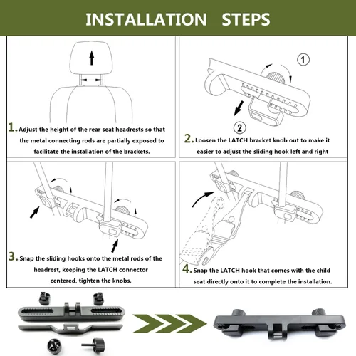 Vista 5 de Soporte Universal para Reposacabezas de Coche, Montaje ISOFIX, Pestillo, Kit de Anclaje para Asiento Infantil, Soporte para Reposacabezas