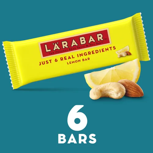 Vista 3 de Larabar Barra de limón, barra vegana de frutas y nueces, sin gluten, barras de 1.6 onzas, 6 unidades 6 ingredientes reales, dátiles, almendras