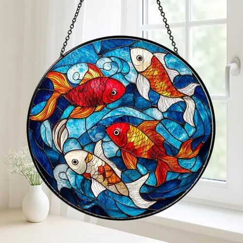 Vista 2 de Acrylic Koi Pond Window Ornament 2D Artistic Wall Accent