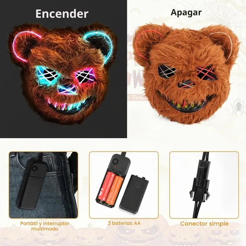 Vista 3 de Halloween Animal Mask,Easter Bear/Rabbit Mask for Party Role Playing Toys Máscara de oso