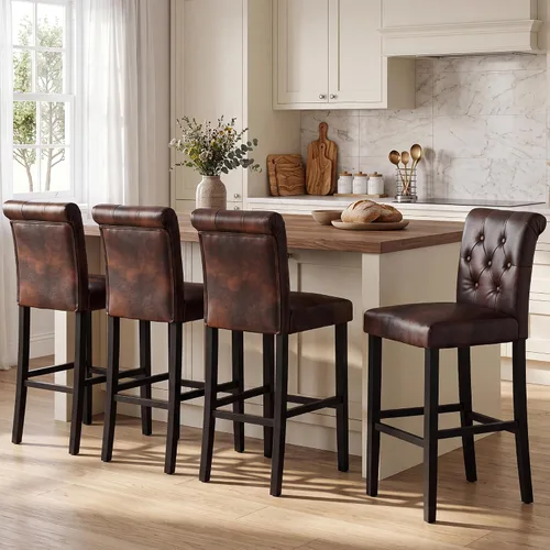 Vista 10 de LSSBOUGHT Taburetes de bar de 30 '' con botón trasero para isla de cocina