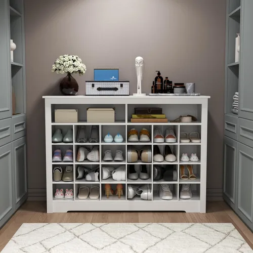 Vista 7 de Gyfimoie - Zapatero de 5 niveles para entrada, estante moderno para 26 pares de zapatos, organizador independiente con gabinete de almacenamiento