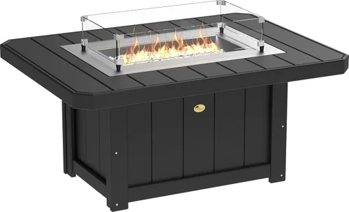 Vista 19 de LuxCraft Mesa rectangular de gas propano de 51 pulgadas para patio al aire libre con protector contra el viento de vidrio templado y cubierta