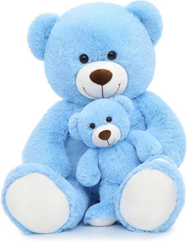 Vista 12 de Muiteiur Paquete de 2 osos de peluche a granel, juego de oso de peluche de 13.8 pulgadas con rosa rosa y lazo, sin boca, animales de peluche suaves