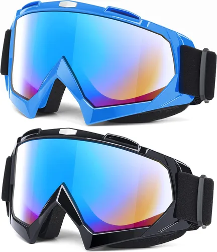 Vista 9 de MAMBAOUT Gafas de motocross para adultos, paquete de 2 gafas de motocicleta ATV para hombres y mujeres, gafas de visión amplia para montar fuera