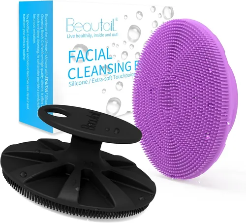 Vista 7 de BEAUTAIL Cepillo facial de silicona, 2 unidades, cepillo de limpieza facial manual, exfoliante facial suave para pieles sensibles, cepillo facial