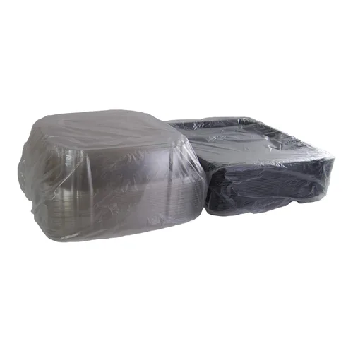 Vista 3 de Sabert Bandeja cuadrada UltraStack negra de 16 pulgadas con tapa transparente de cúpula de 3 pulgadas, plástico duradero, desechable, 25