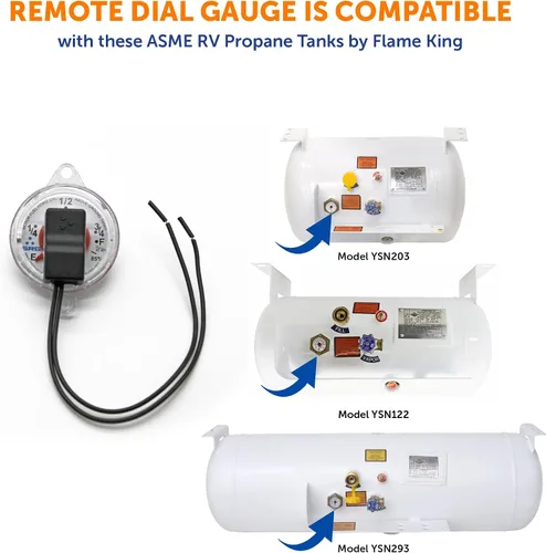 Vista 4 de Flame King Calibre de dial remoto de doble sitio de 0 a 90 ohmios para tanques de propano RV ASME con medidor atornillado
