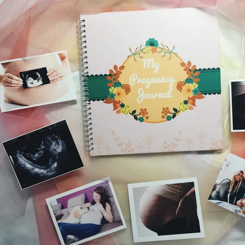 Vista 5 de Mi diario de embarazo y libro de recuerdos para bebés con calcomanías, álbum de recortes y álbum de fotos, diarios de embarazo para madres