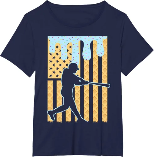 Vista 17 de Camiseta de béisbol Drip Boys Dripping Ice Cream Baseball American Flag, Negro -, Pequeña
