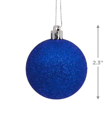 Vista 3 de Hallmark Bolas de Navidad azules y plateadas, adornos de Navidad, juego de 30