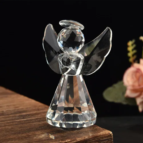 Vista 6 de Figura de ángel guardián de cristal de 3 pulgadas, bonita estatua de ángel de cristal transparente, decoración de pisapapeles, bonito regalo de arte
