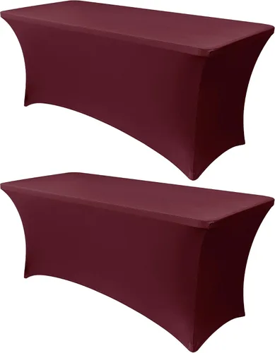 Vista 24 de Obstal Funda de mesa de elastano elástica de 4 pies para mesas plegables estándar, paquete de 2 manteles rectangulares universales ajustables