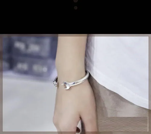 Vista 6 de NAMEXA Pulsera de plata, pulsera de cadena de plata de ley 925, brazalete de plata 925, pulsera de plata vintage creativa de tornillo brazalete