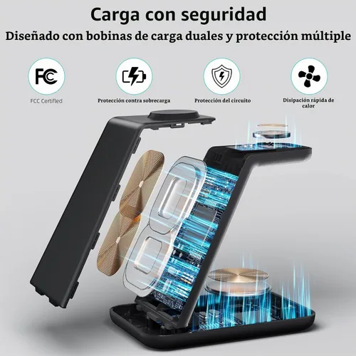 Vista 3 de Cargador inalámbrico para Samsung, estación de carga rápida 3 en 1 para Samsung Galaxy S23/S22/S21/S20/S10/Note 20/10, soporte de carga inalámbrico