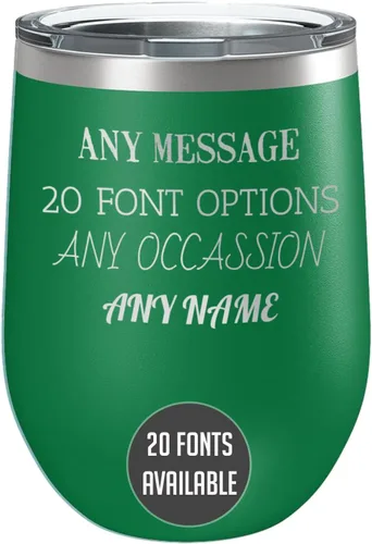 Vista 11 de Vaso de vino personalizado de acero inoxidable recubierto de polvo de 12 onzas con tapa, grabado personalizado, regalos de vino personalizados