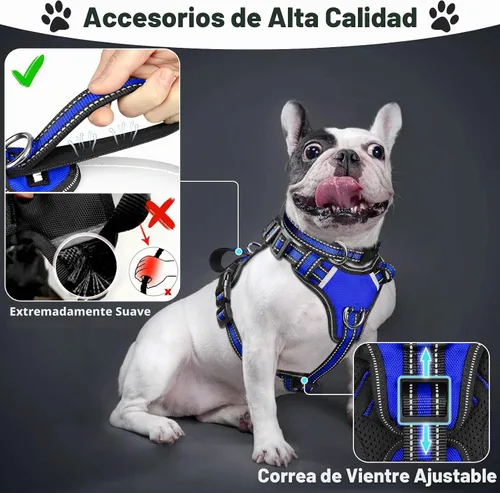Vista 2 de WINSEE Juego de arnés para mascotas, collar y correa, arnés reflectante todo en uno para perro, sin tirones, con hebillas ajustables para cachorros