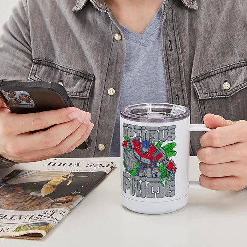 Vista 8 de CafePress Transformers 7 Optimus Prime Jungle - Taza de viaje aislada de acero inoxidable de 15 onzas
