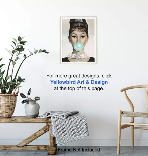 Vista 6 de Audrey Hepburn - Arte de pared de Audrey Hepburn azul, Holly Golightly, arte de pared glamoroso, póster de película vintage, regalo para mujeres