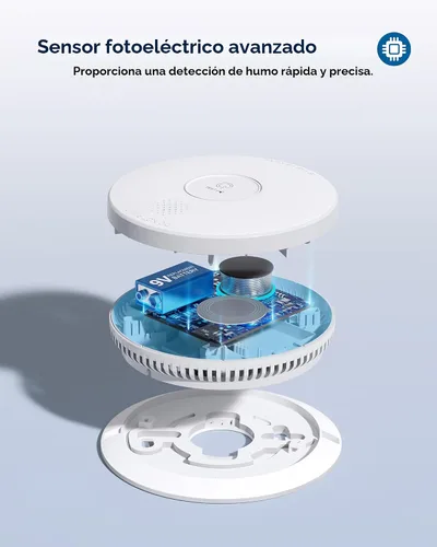 Vista 6 de SITERWELL Detector de humo fotoeléctrico alarma de humo 9V batería