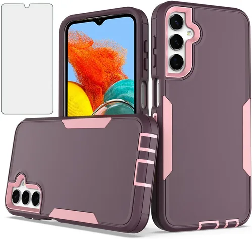 Vista 5 de Asuwish Funda para Samsung Galaxy A24 4G/5G con protector de pantalla de vidrio templado y accesorios híbridos de doble capa para celda, dura