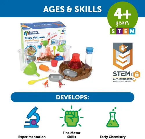 Vista 5 de Learning Resources Fizzy Volcano - 13 Piezas, Edades 4+, Kits de Laboratorio Científico para Preescolar, Experimentos de Juguetes STEM para Niños