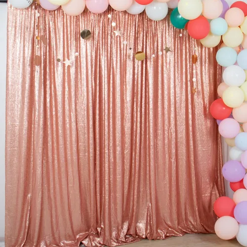 Vista 6 de ShiDianYi Cortina de fondo color rubor de 4 x 6 pies con lentejuelas para fotos, cortinas brillantes para telón de fondo, eventos y fiestas, telón
