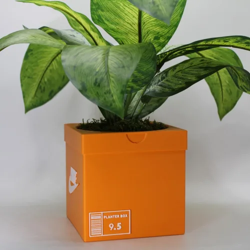 Vista 5 de Maceta de Caja de Zapatillas Deportivas Impresa en 3D - Decoración de Caja de Zapatillas Deportivas Naranja - Maceta para Plantas