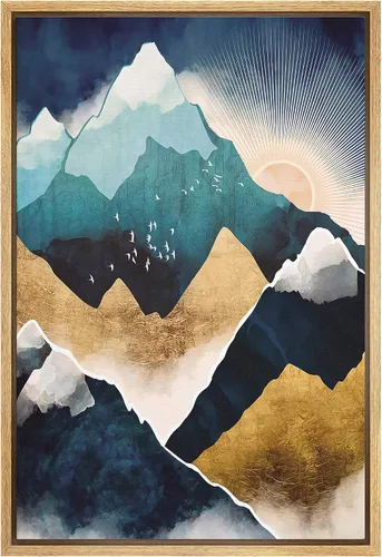 Vista 19 de SIGNFORD Lienzo Enmarcado Impresión Arte de Pared Océano Pastel Luz del Sol Puesta de Sol Horizonte Naturaleza Vida Silvestre Ilustraciones Arte