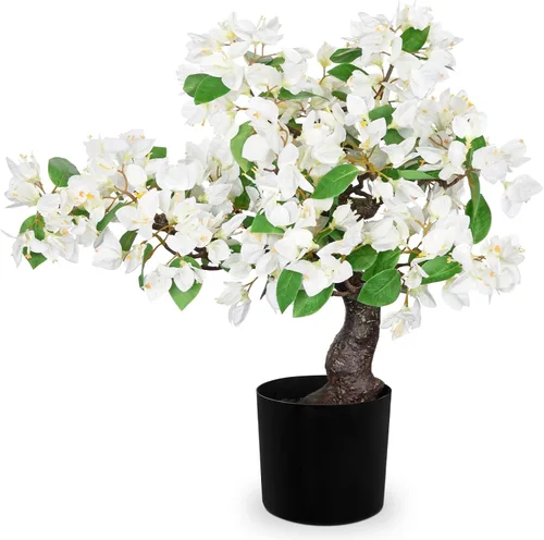 Vista 10 de Briful Planta artificial de buganvilla de 20.8 pulgadas, árbol bonsái de buganvilla con maceta negra, centro de mesa floral de buganvillas de seda