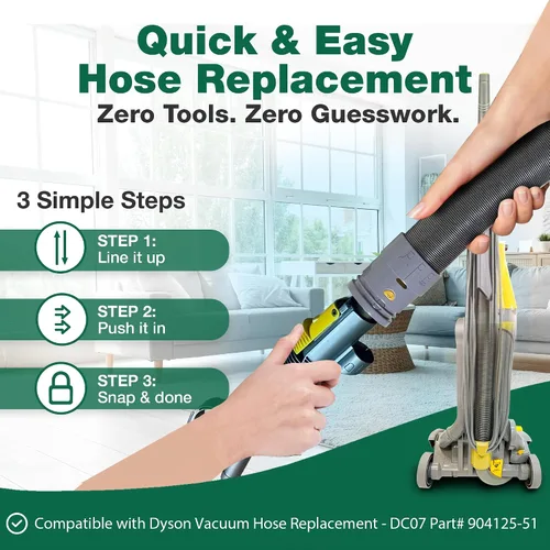 Vista 5 de Crucial Vacuum Manguera compatible con Dyson DC07 All Floors Hose Silver/Yellow No. 904125-51