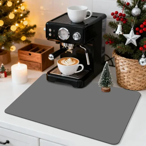 Vista 5 de Tapete de secado de platos para encimera de cocina, tapete de barra de café para encimeras, almohadilla de secado de platos con parte trasera