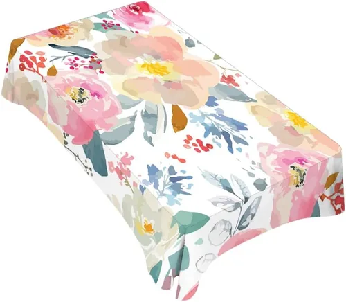 Vista 27 de TKS MITLAN Mantel rectangular de vaca o caballo, 52 x 70 pulgadas, con manchas marrones, piel de animal, estampado de caballo de vaca, mantel