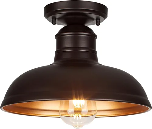 Vista 11 de GOLDHILL Luz de Granero Exterior Negra con Cuello de Ganso, Luces de Tocador de Estilo Granja con Base E26, Luces Exteriores Redondas para Casa Negro
