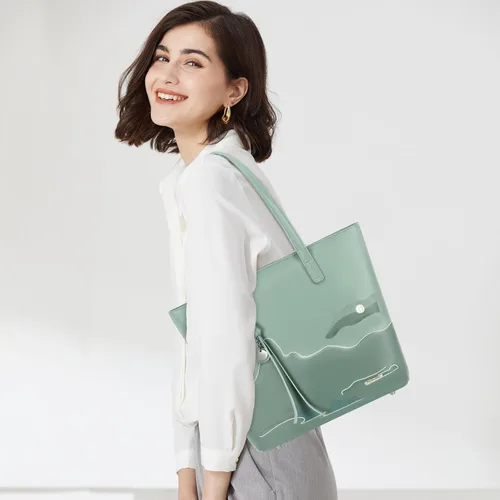 Vista 2 de Pomelo Best Soft Faux Leather Stylish Shoulder Tote Bags for Women