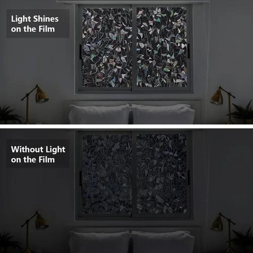 Vista 5 de Película de privacidad para ventana LEMON CLOUD, película decorativa para ventana de oscurecimiento total estática, cubierta de vidrio esmerilado