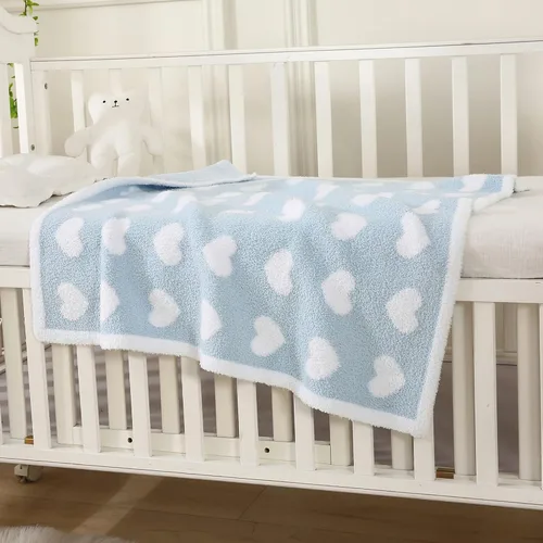 Vista 7 de BOBOYOYO Mantas de felpa para bebés recién nacidos, niñas y niños, con corazón, suaves, mullidas, cálidas, manta envolvente de recepción 30 x 30